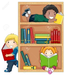 8129539-A-Small-Group-of-Kids-Reading-Books--Stock-Photo-cartoon